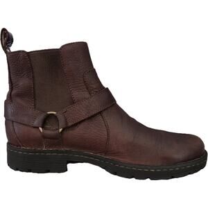 Mens Born Dark Brown Leather Moto Harness Chelsea Boots Gorpcore Biker EUC 11